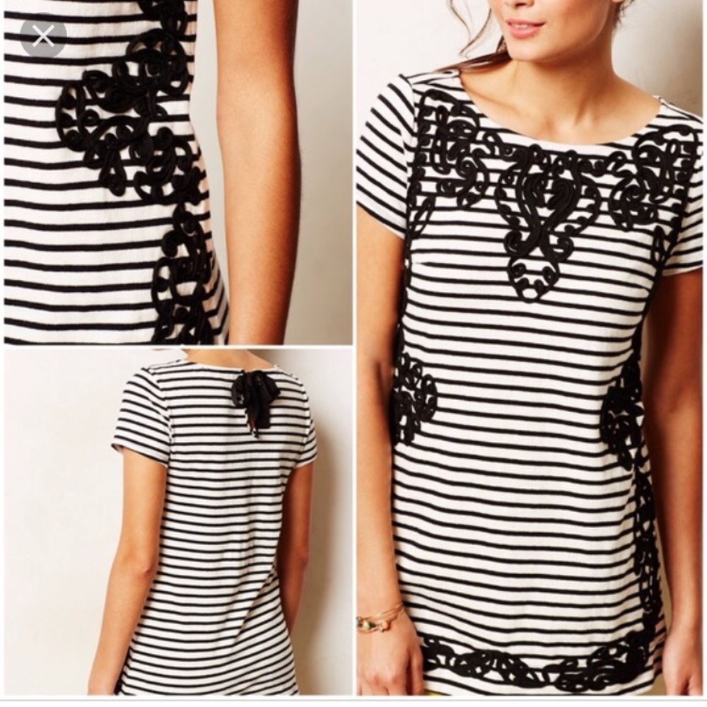 Anthropologie Scrolled Stripe Tunic Sz Small